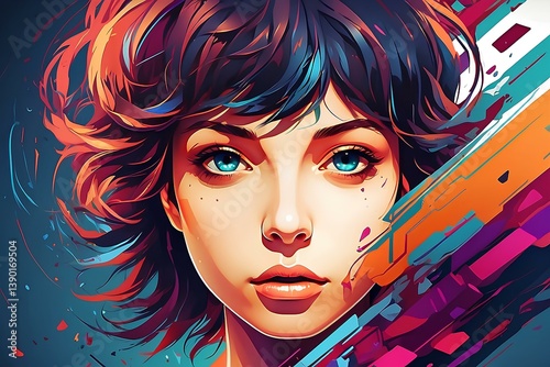 Retro style girl. Vector format.