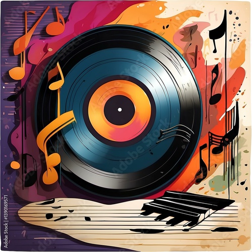 Vinyl record in retro style. Vector format.