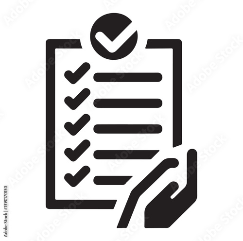Minimal Checklist logotype, to-do list with checkmarks icon Silhouettes Vector Icon.
