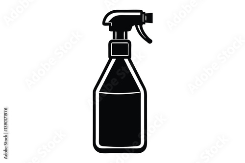 Plastic Spray Bottle, Hygiene Cleaning. Flat Vector Icon illustration. Simple black symbol on white background. Plastic Spray Bottle Hygiene Cleaning sign design template for web and mobile UI element