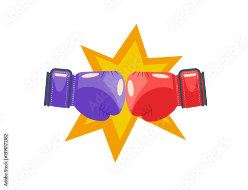 Two boxing gloves fight, vector illustration