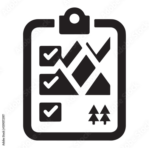 Minimal Checklist logotype, to-do list with checkmarks icon Silhouettes Vector Icon.
