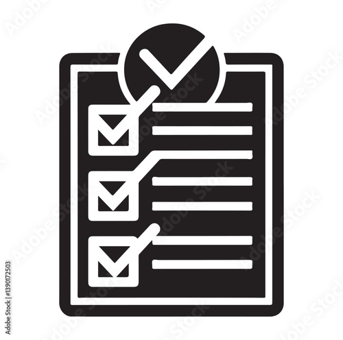 Minimal Checklist logotype, to-do list with checkmarks icon Silhouettes Vector Icon.