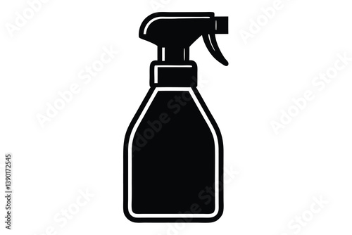 Plastic Spray Bottle, Hygiene Cleaning. Flat Vector Icon illustration. Simple black symbol on white background. Plastic Spray Bottle Hygiene Cleaning sign design template for web and mobile UI element