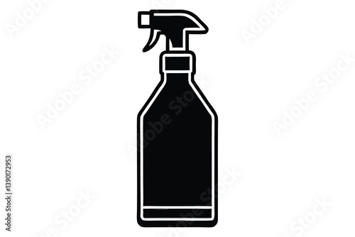 Plastic Spray Bottle, Hygiene Cleaning. Flat Vector Icon illustration. Simple black symbol on white background. Plastic Spray Bottle Hygiene Cleaning sign design template for web and mobile UI element