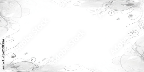 Wallpaper Mural The image features a soft and elegant background with a prominent white empty space surrounded by delicate, abstract floral patterns in shades of light gray and white.  Torontodigital.ca