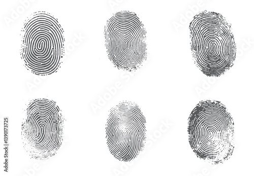 fingerprint or thumbprint set isolated. Fingerprint icons. Personal id identity. Press finger, scan for safety. Set fingerprint scanning icon sign
