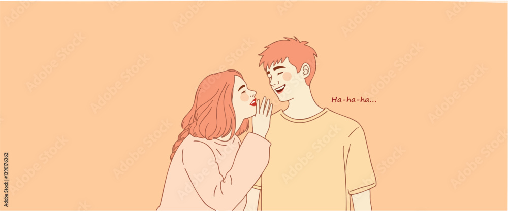 Obraz premium young couple sharing a secret and laughing together