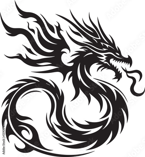 Wallpaper Mural Tribal Dragon Tattoo Vector Illustration – Black Stylized Mythical Beast Design

 Torontodigital.ca