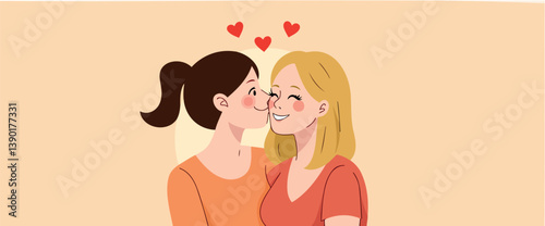 woman gently kisses another woman's cheek conveying care and affection