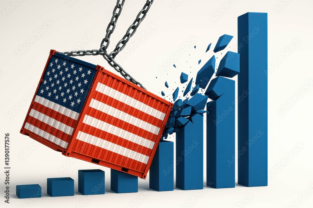 American Shipping Container Crushing Financial Growth Bars