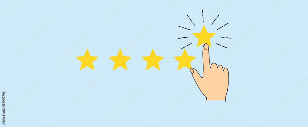 hand selecting a five-star rating