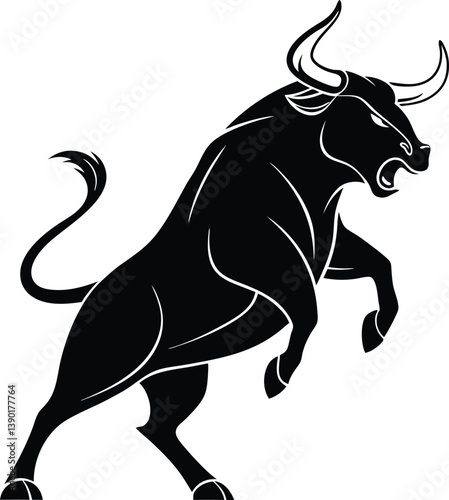 Rising Bull Crypto Market Vector Art – Dominant Bullish Financial Symbol Representing Confidence, Growth, Uptrend Momentum, Investment Power, and Cryptocurrency Strength
