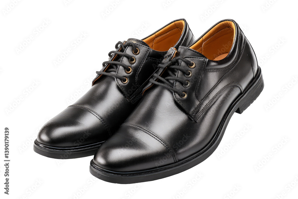 Shiny black men's dress shoes isolated on transparent background Shiny black men's dress shoes isolated on transparent background