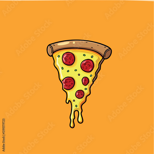 single slice of pepperoni pizza with melted cheese presented against a vibrant background