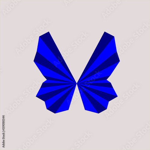 Abstract Geometric blue shape butterfly design template