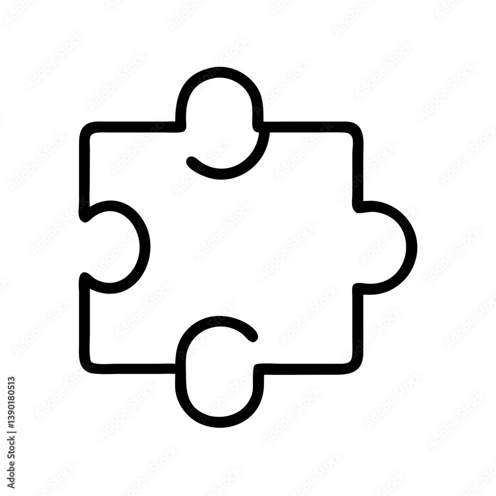 Puzzle Piece Outline Simple Design on White Background Puzzle Piece Outline Simple Design on White Background