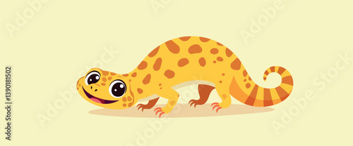 cheerful cartoon gecko with bright yellow body and spots