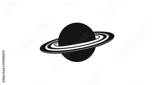 Planetary Orbit Logo - Flat Black Design