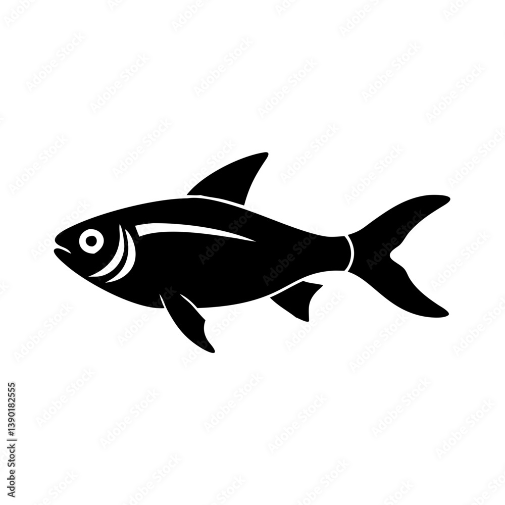 Fototapeta premium rummy nose tetra fish icon, rummy nose tetra fish line art - simple line art of rummy nose tetra fish, perfect for rummy nose tetra fish logos and icons
