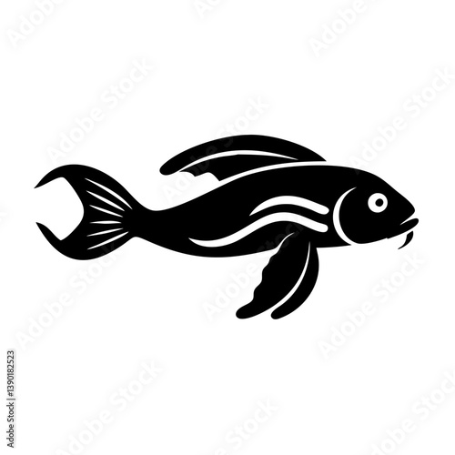 siamese algae eater fish icon, siamese algae eater fish line art - simple line art of siamese algae eater fish, perfect for siamese algae eater fish logos and icons