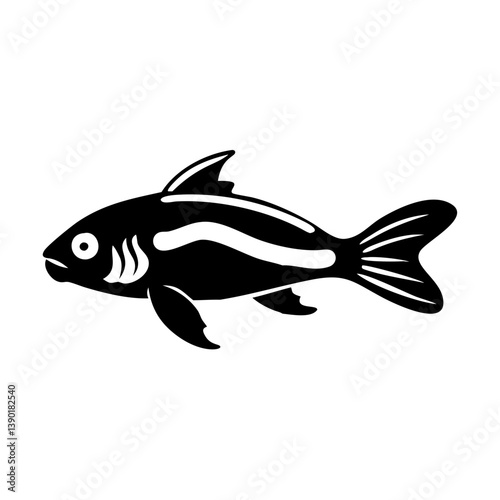 siamese algae eater fish icon, siamese algae eater fish line art - simple line art of siamese algae eater fish, perfect for siamese algae eater fish logos and icons