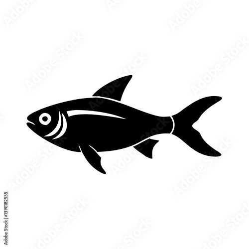 rummy nose tetra fish icon, rummy nose tetra fish line art - simple line art of rummy nose tetra fish, perfect for rummy nose tetra fish logos and icons