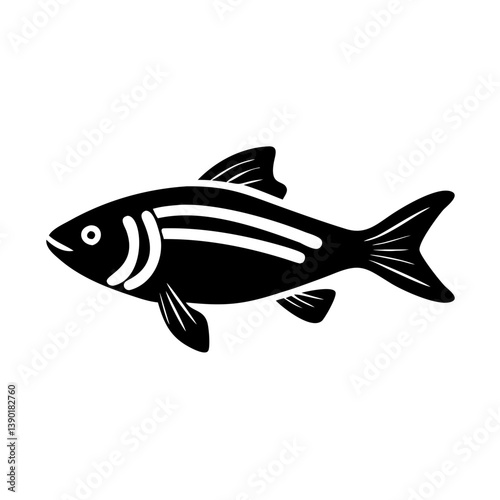 zebra danio fish icon, zebra danio fish line art - simple line art of zebra danio fish, perfect for zebra danio fish logos and icons