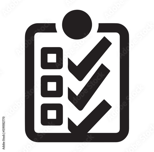 Minimal Checklist logotype, to-do list with checkmarks icon Silhouettes Vector Icon.