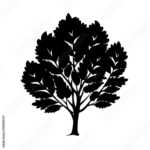 elm tree icon, elm tree line art - simple line art of elm tree, perfect for elm tree logos and icons