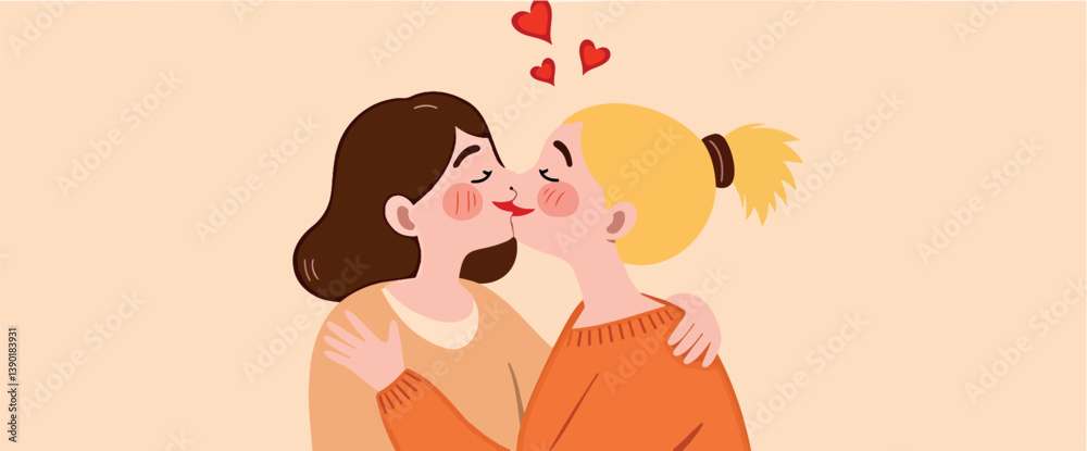 two women share a passionate kiss expressing their love and tenderness. two women share a passionate kiss expressing their love and tenderness.