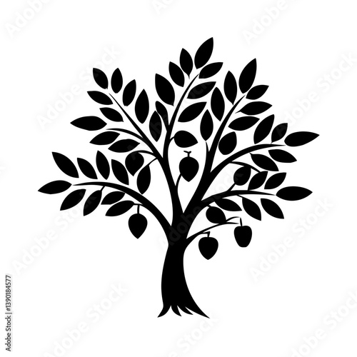 olive tree icon, olive tree line art - simple line art of olive tree, perfect for olive tree logos and icons