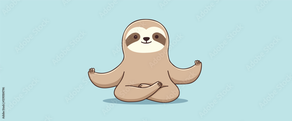 Naklejka premium cute sloth meditating in a peaceful yoga pose