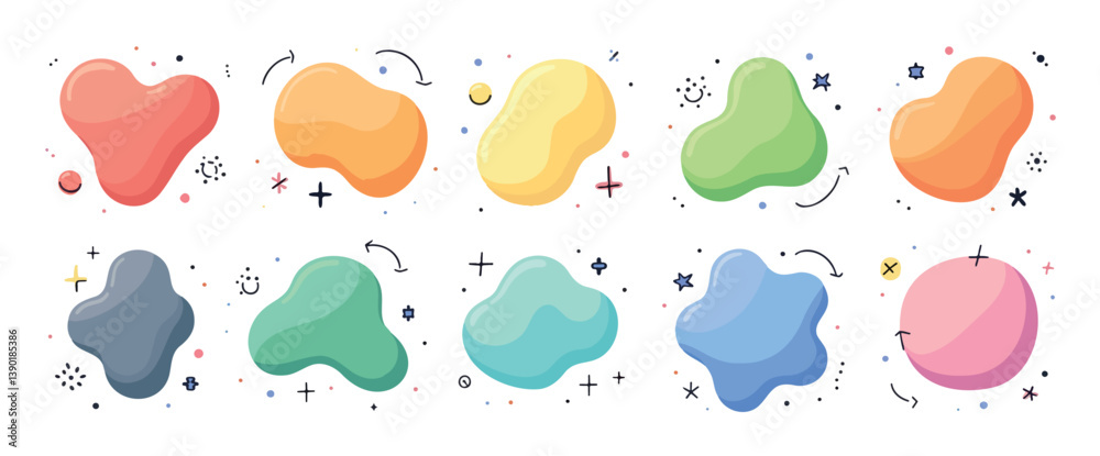 ten colorful abstract blobs: a playful and vibrant element collection ten colorful abstract blobs: a playful and vibrant element collection