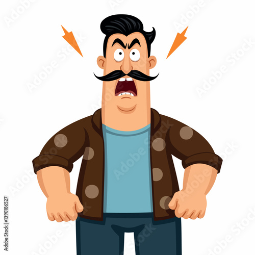 cartoon of an angry man with a mustache