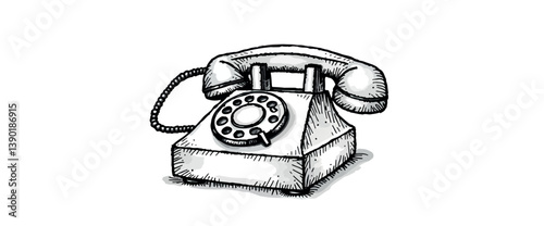 hand-drawn of a vintage rotary telephone