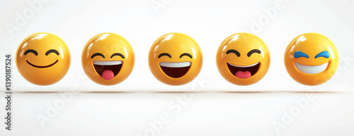 3D Illustration of 5 Types of Laughing Emojis