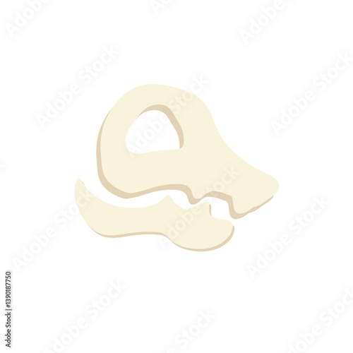 Cartoon fossil bone. Prehistoric animal fossil icon. Vector illustration.