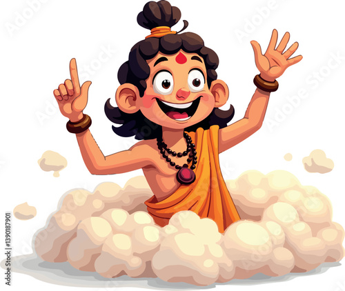 joyful cartoon character embracing spirituality