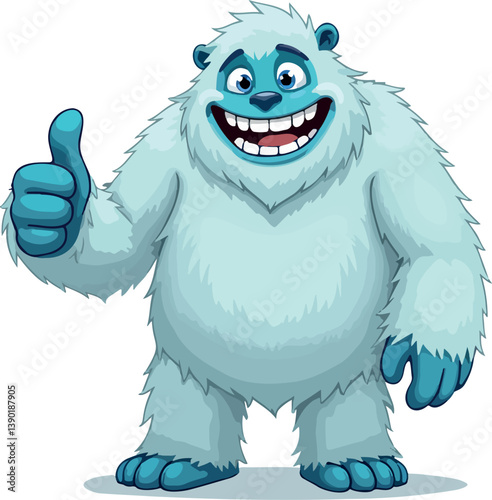 friendly yeti giving a thumbs up
