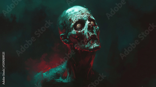 Painting gaunt pale man zombie hollow eyes skull ghost monster scary horror