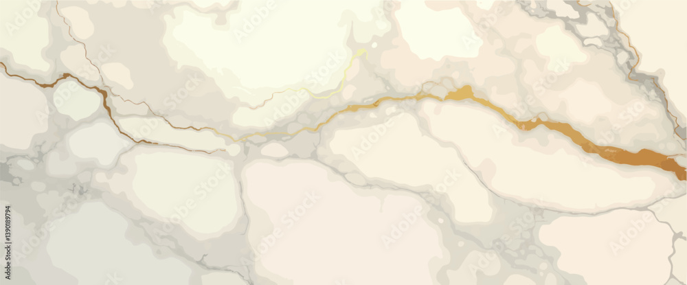 close-up of elegant creamy white marble texture with gray veins and gold accents