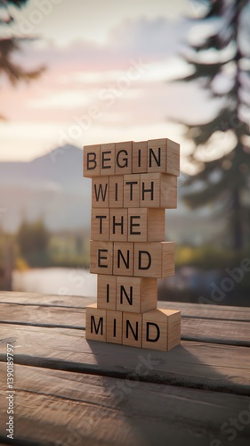 A stack of wooden blocks with the phrase 