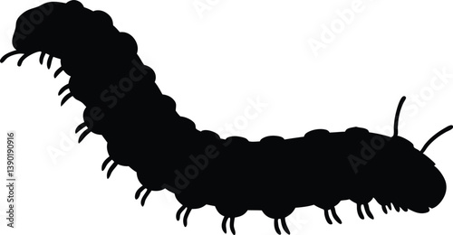 Caterpillar silhouette vector,Tent Caterpillar black vector