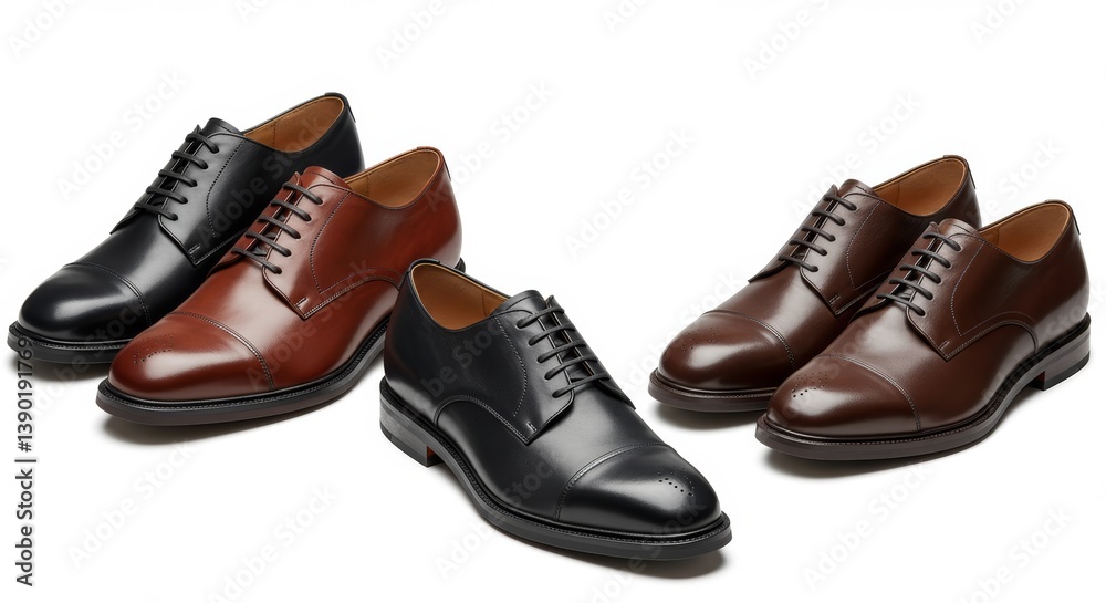 Elegant derbies in black and brown leather showcasing classic craftsmanship Elegant derbies in black and brown leather showcasing classic craftsmanship