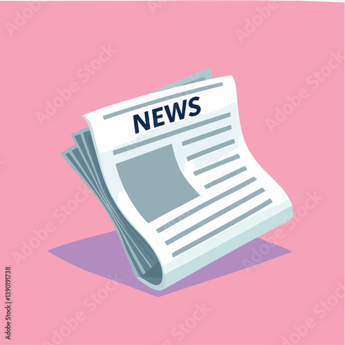 folded gray newspaper with a 'news' headline on a pink background