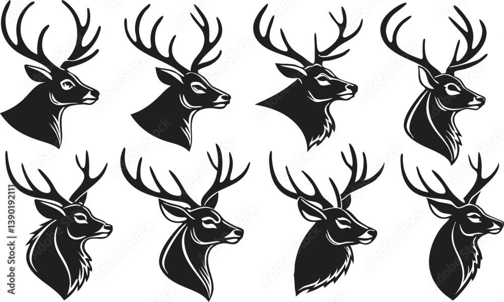 Set of Deer Vector illustration silhouette image Set of Deer Vector illustration silhouette image
