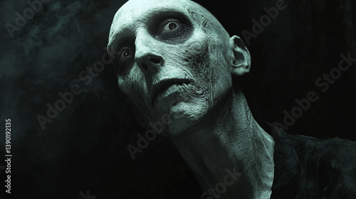 Painting gaunt pale man zombie hollow eyes skull ghost monster scary horror