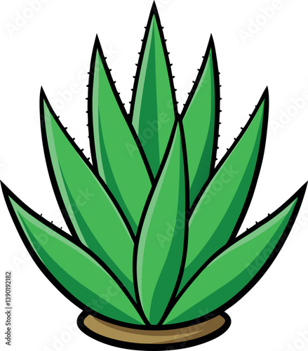 Vector Illustration of Aloe Vera Plant - Perfect for Botanical and Home Decor Designs