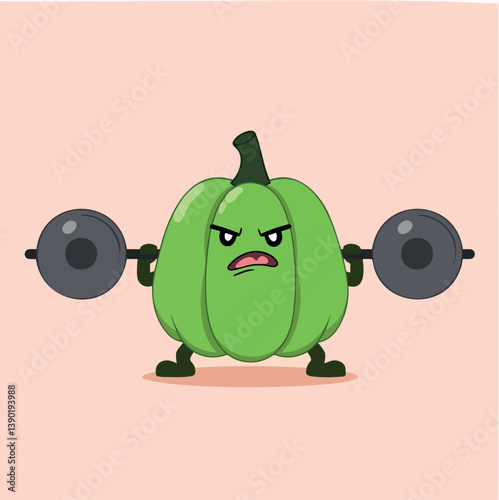 determined green pumpkin character weightlifting